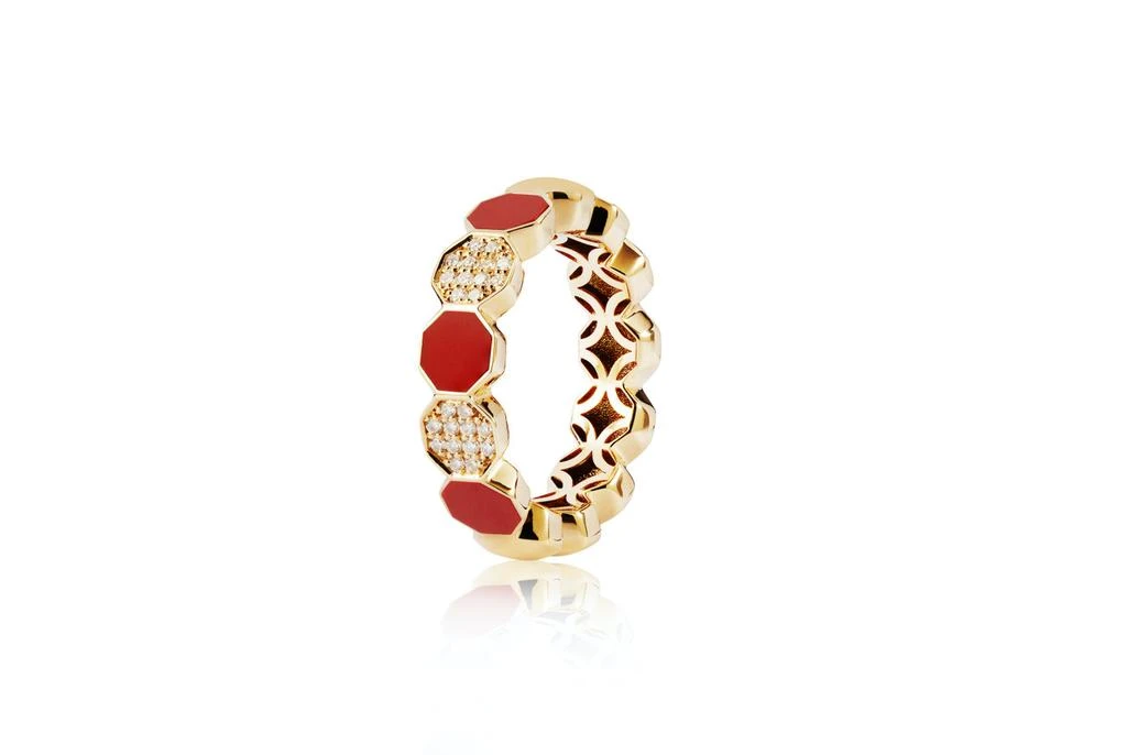 Mozafarian Diamond and red enamel ring 1