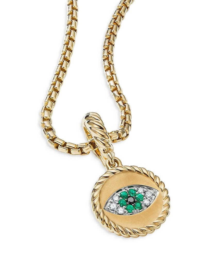 David Yurman 18K Yellow Gold Evil Eye Amulet with Emeralds 
Diamonds 4