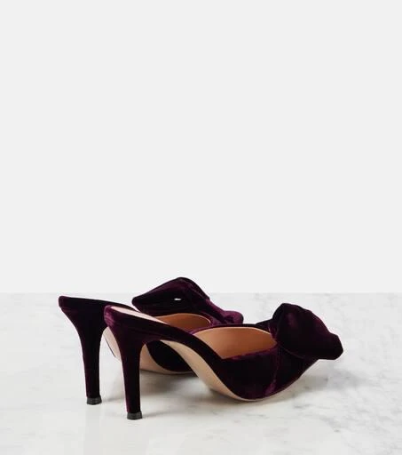 Gianvito Rossi 85 bow-detail velvet mules 2