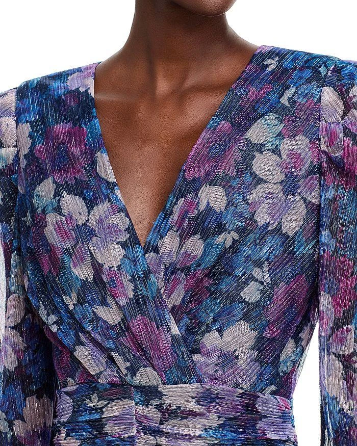 AQUA Floral Knit Metallic Mini Dress - Exclusive 5