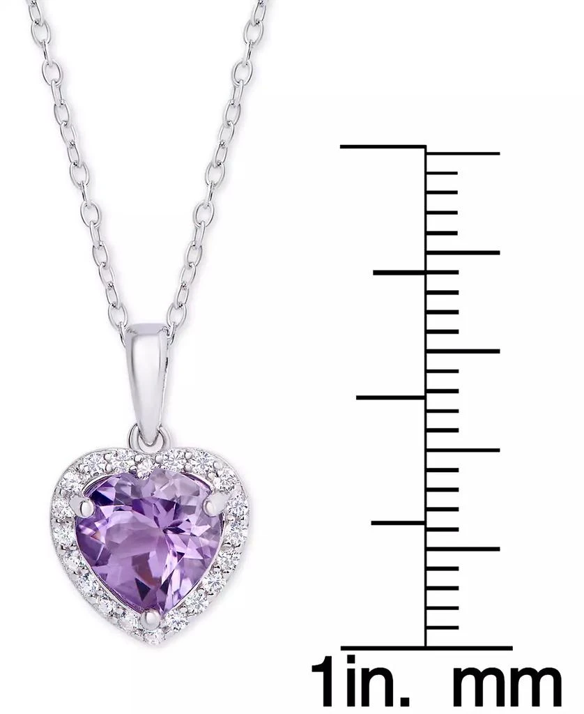 Macy's Amethyst (1-1/2 ct. t.w.) & Cubic Zirconia 18" Heart Pendant Necklace in Sterling Silver 2