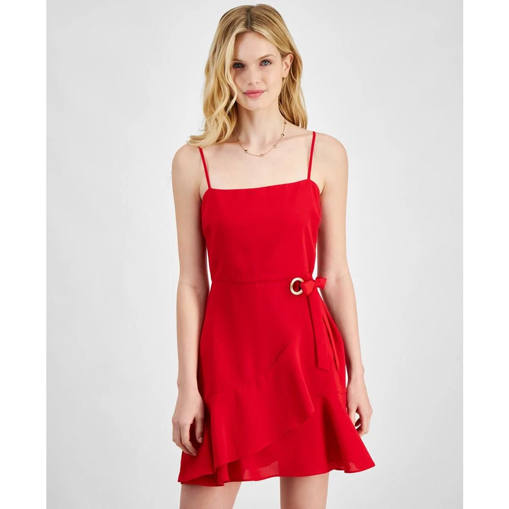 City Studios Juniors' Side-Tie Grommet-Trim Dress 3