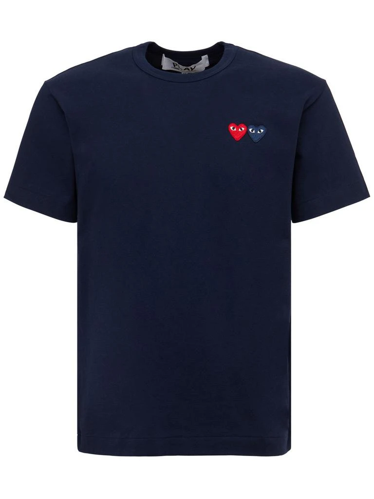 COMME DES GARÇONS PLAY Double Heart Patch Cotton Jersey T-shirt 1