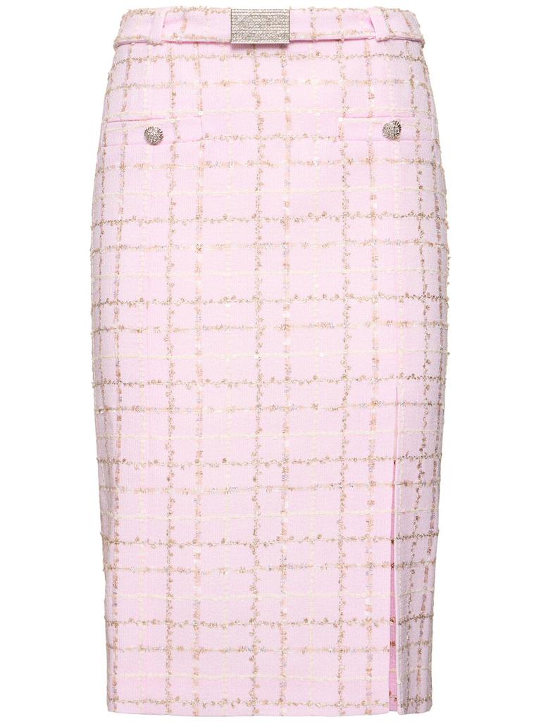 スカート ALESSANDRA RICH Light-Blue Tweed Mini Skirt Alessandra Rich Light Blue Sequin-embellished Tweed Mini