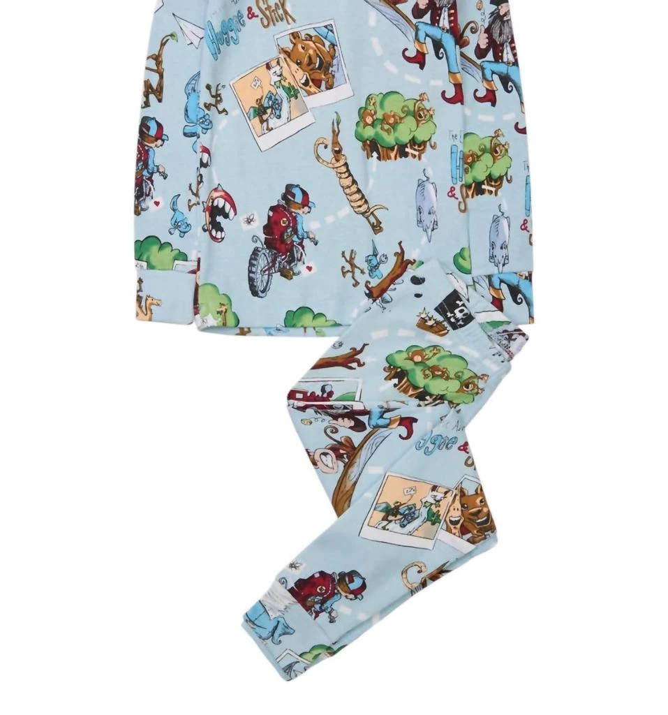 Books To Bed Girl's Huggie & Stick Pajamas In Sky Blue 1