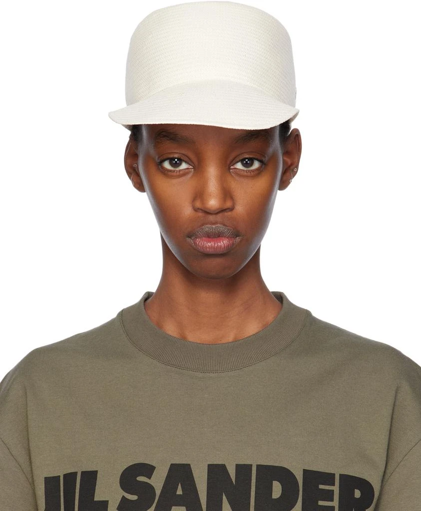 Jil Sander White Paper Herringbone Twill Cap 1