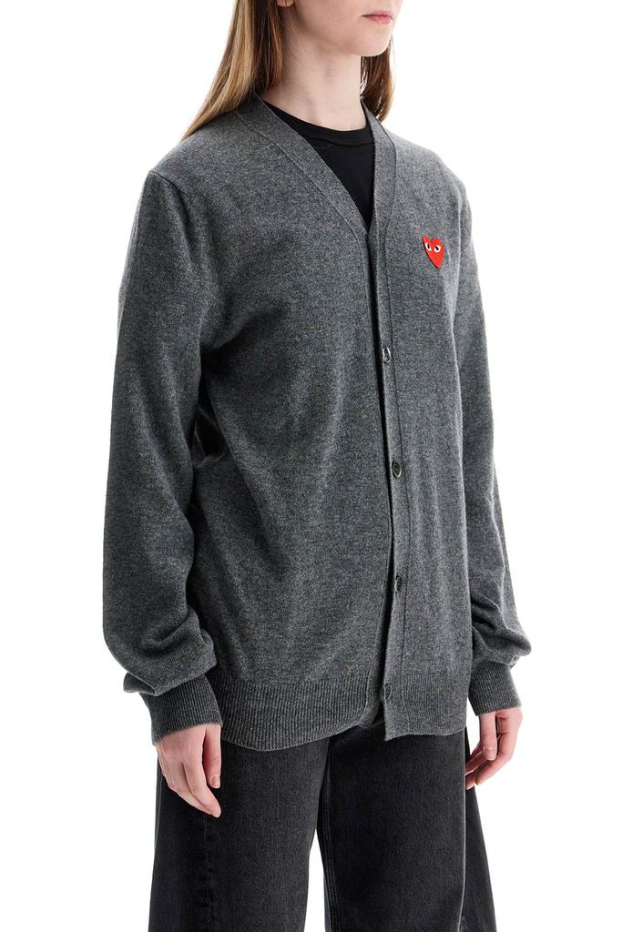 Comme des Garcons cardigan unisex in lana grigio con logo cuore