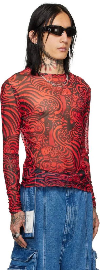 LU'U DAN Red & Black Graphic Long Sleeve T-Shirt 4