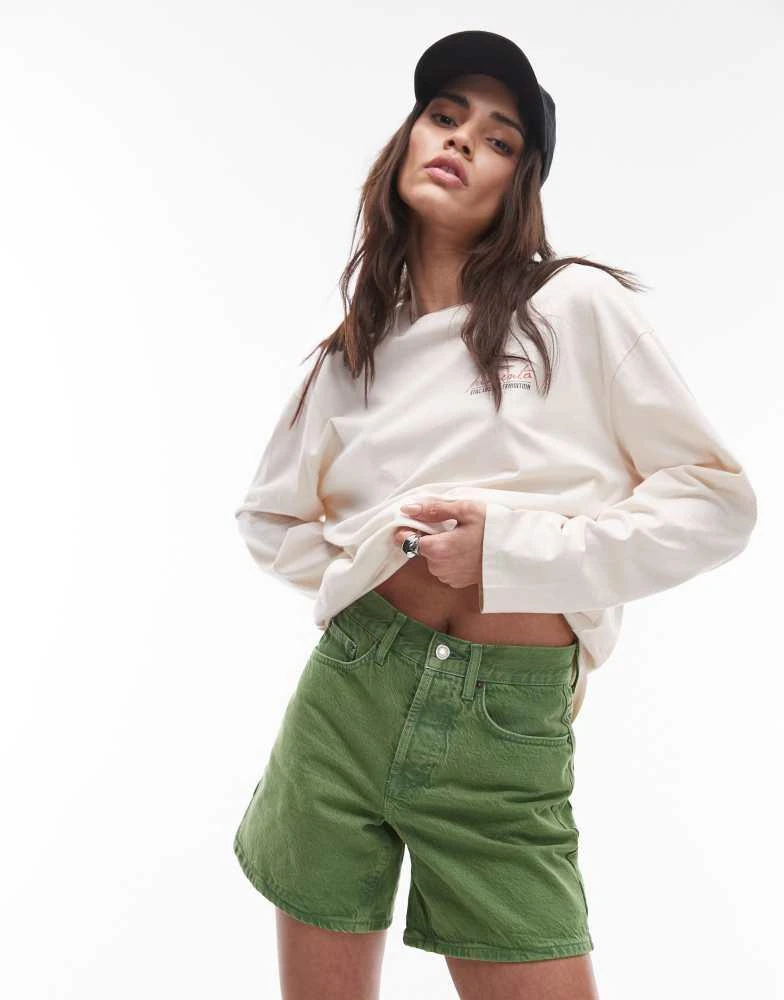 Topshop Topshop denim Editor shorts in green 1