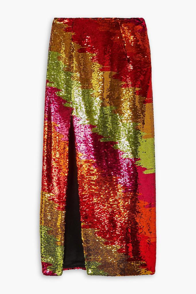 Halpern Sequined tulle midi skirt