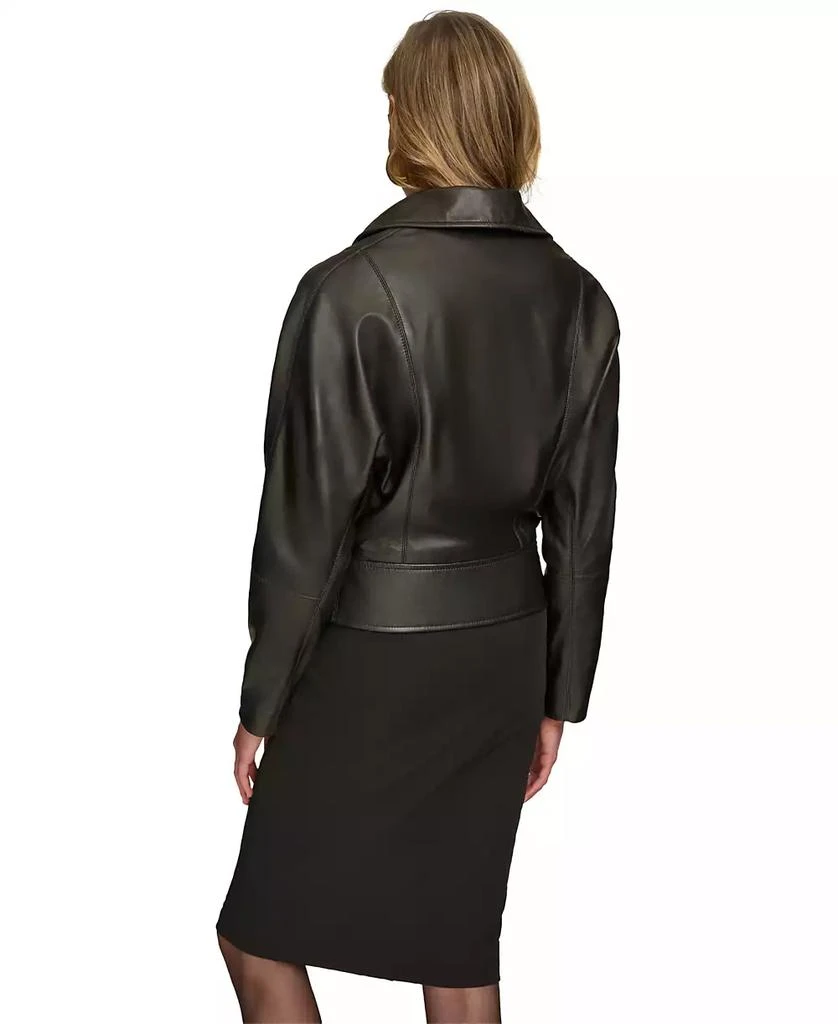 Donna Karan Women's Asymmetric Leather Moto Jacket 4