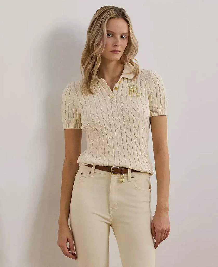 Ralph Lauren Women's Cable-Knit Polo Shirt, Regular & Petite 1