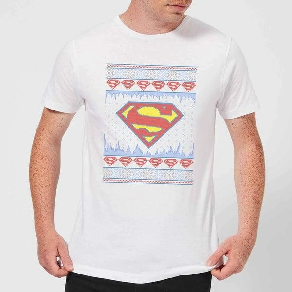 Original Hero DC Supergirl Knit Men's Christmas T-Shirt - White 1