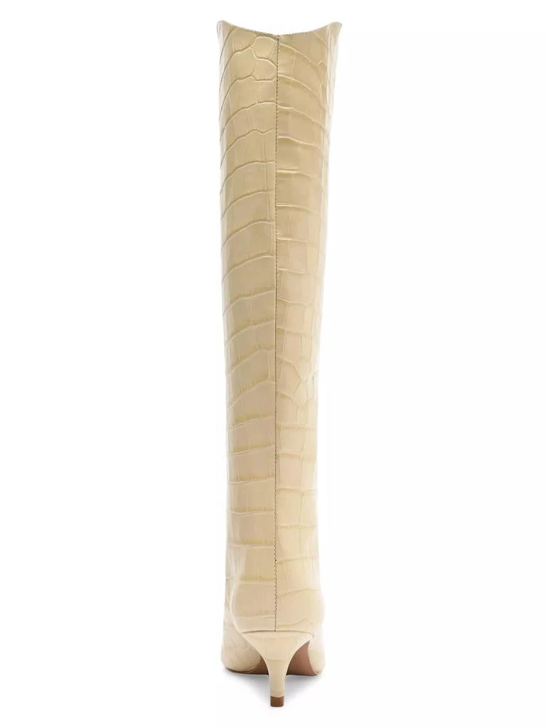 Schutz Maryana 50MM Crocodile-Embossed Leather Wide-Calf Boots 7