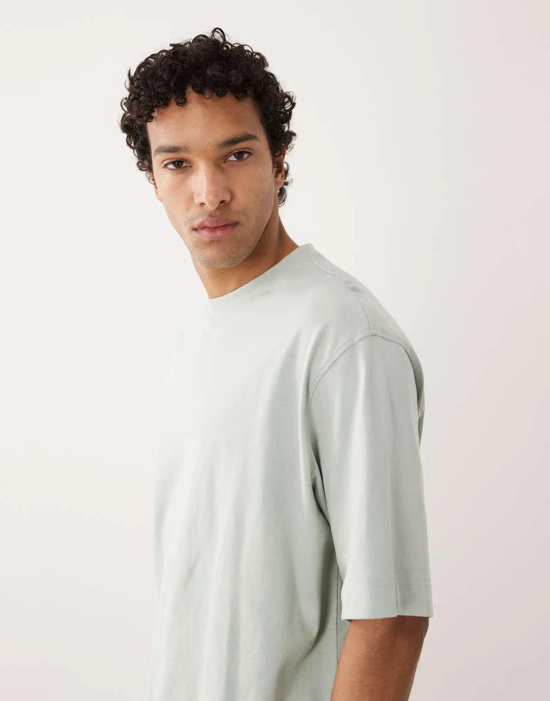 Selected Selected 100% cotton oversized heavyweight 220gsm t-shirt in light green 4