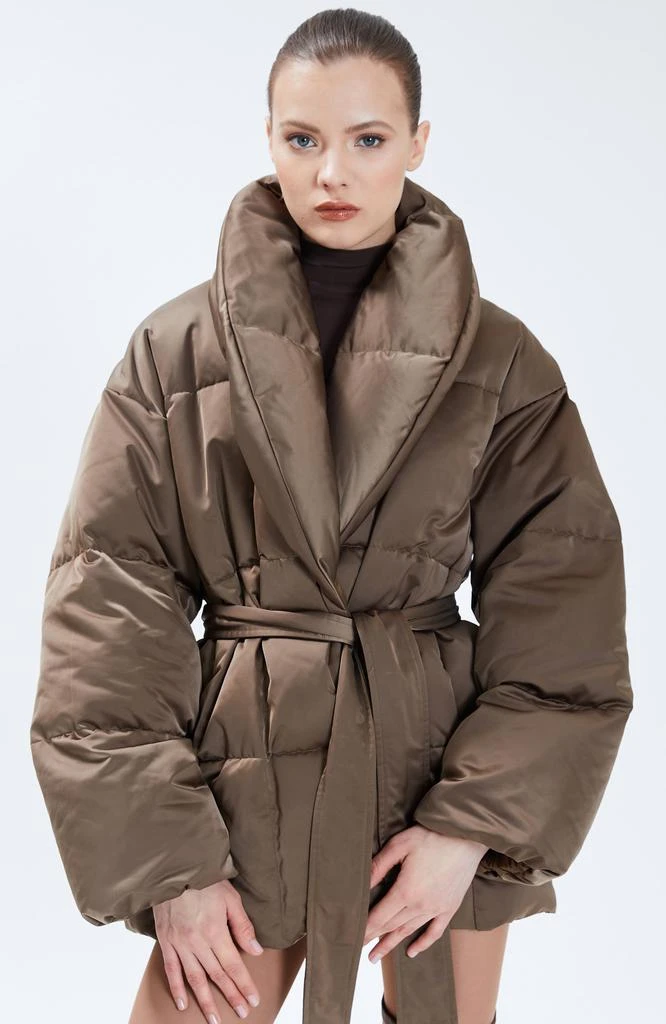 Nicole Benisti Womens Priscilla Satin Puffer Coat 1