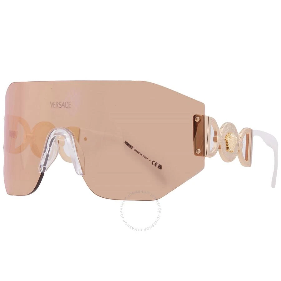 Versace Dark Brown Mirror Rose Gold Shield Unisex Sunglasses VE2258 10027J 45 2