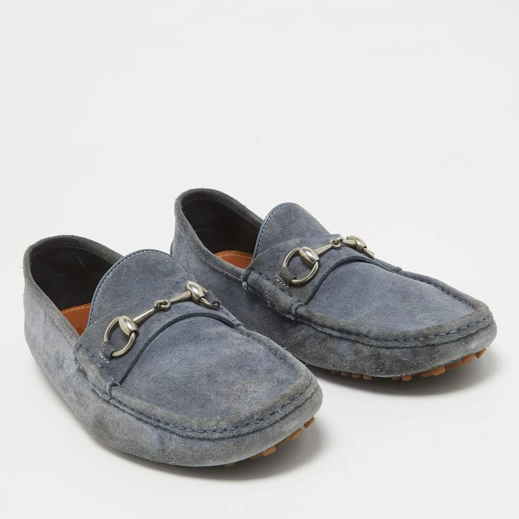Gucci Gucci Blue Suede Slip On Loafers Size 44 4
