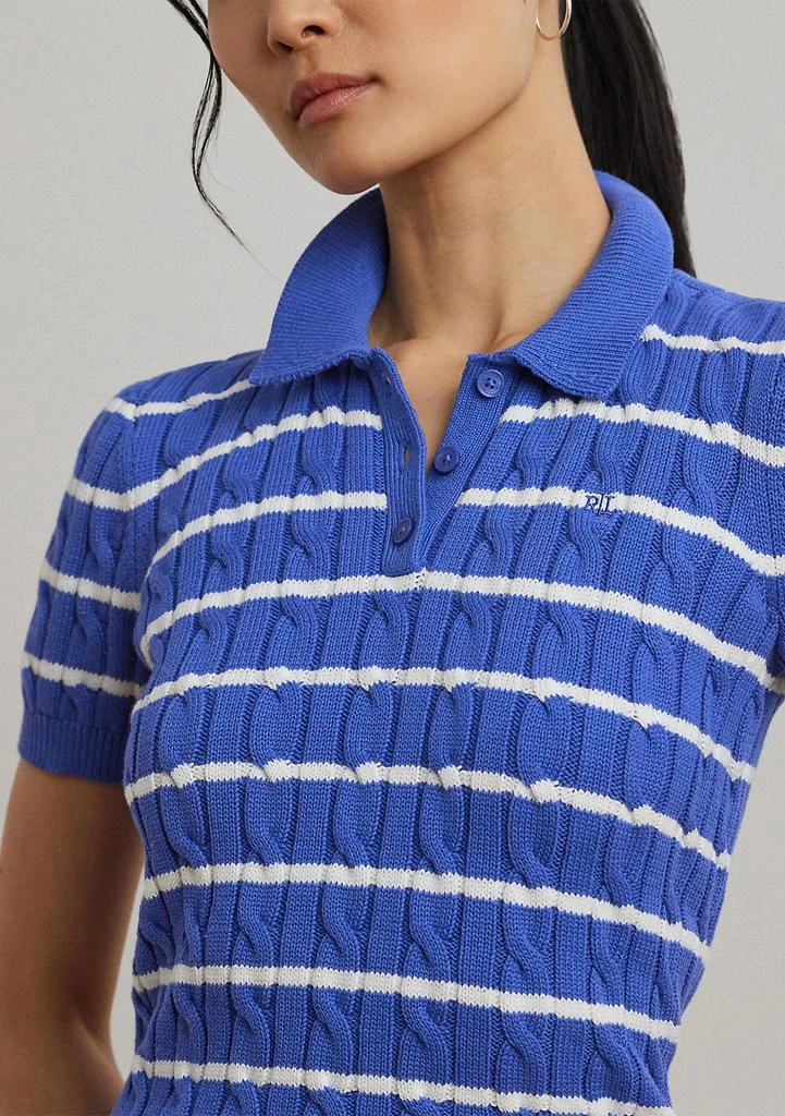 Ralph Lauren Striped Cable Knit Cotton Polo Sweater 3