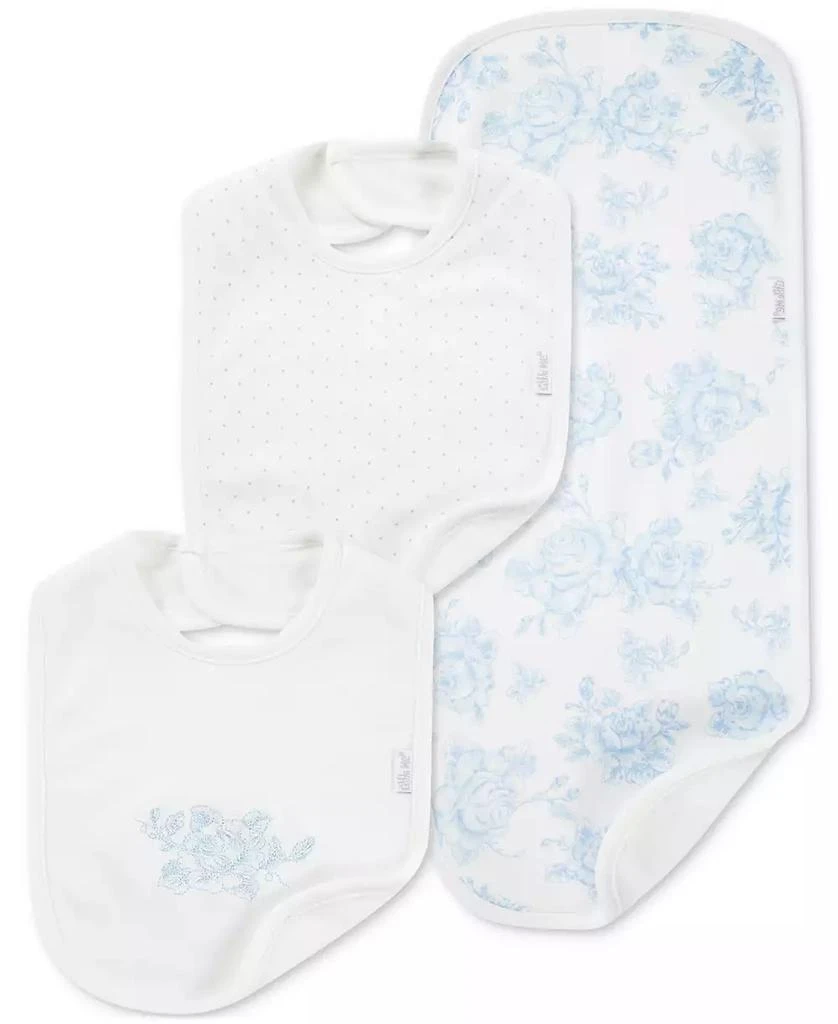 Little Me Baby Girls Blue Roses Cotton Burp Cloth
Bibs, 3 Piece Set 3