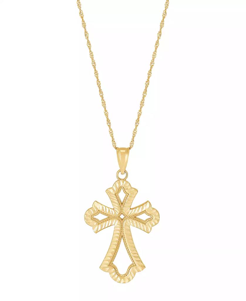 Macy's Polished Cross Pendant Necklace in 10k Yellow Gold