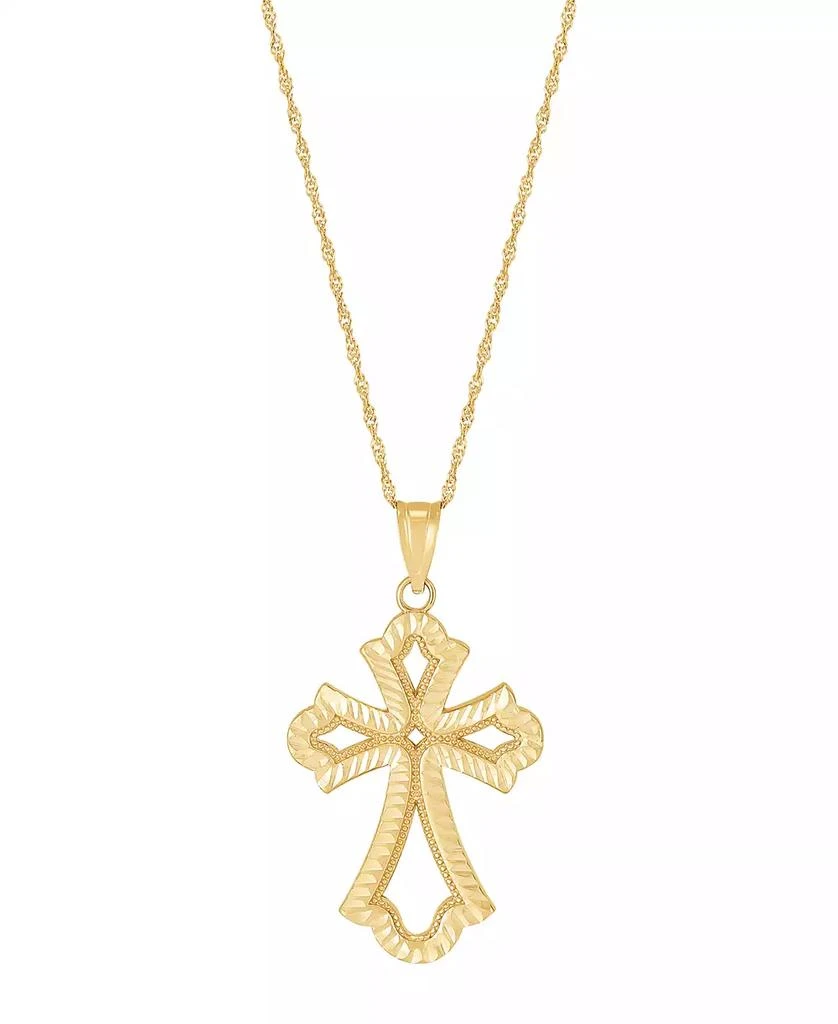 Macy's Polished Cross Pendant Necklace in 10k Yellow Gold 1
