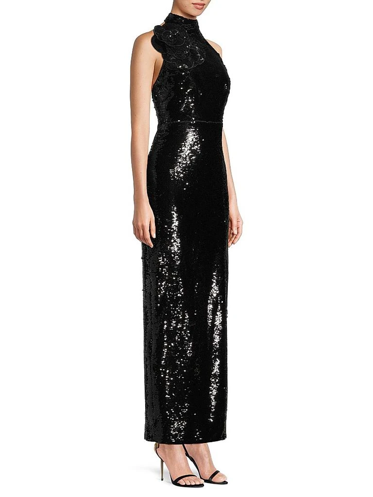 Milly Sabine Sequined Rosette Column Gown 4