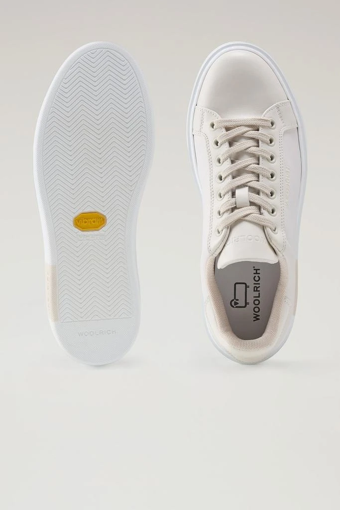 WO-FOOTWEAR Classic Court Sneakers in Technical Fabric with Leather Trim - Women - Beige 4