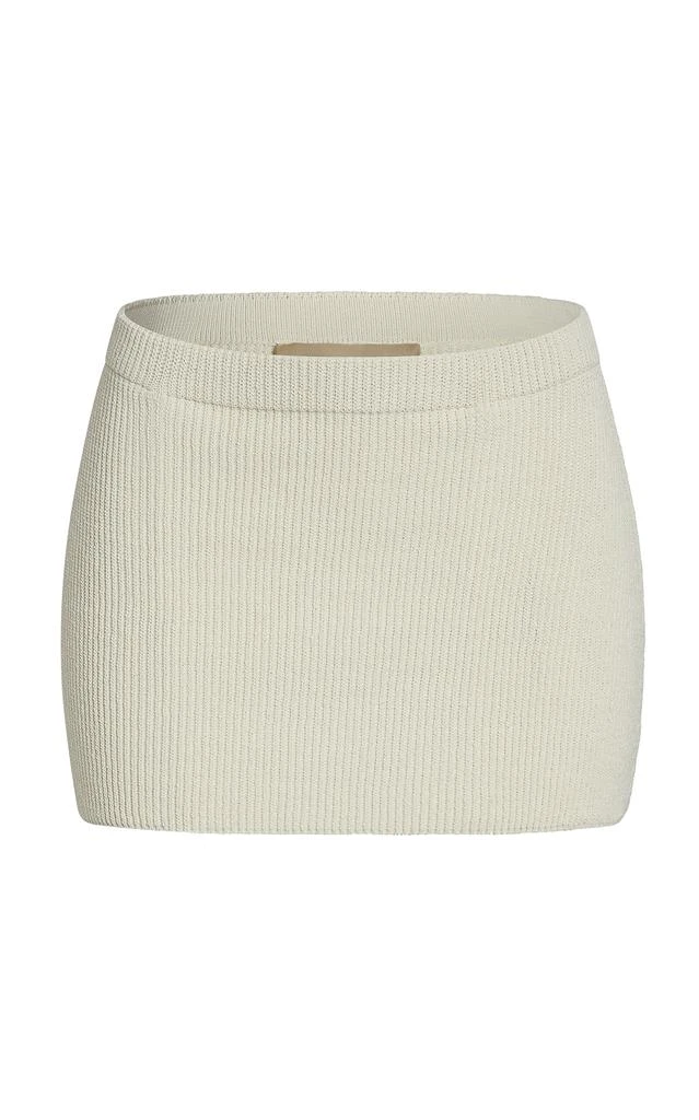 Aya Muse Aya Muse - Eris Ribbed-Knit Cotton-Blend Mini Skirt - Off-White - M - Moda Operandi 1