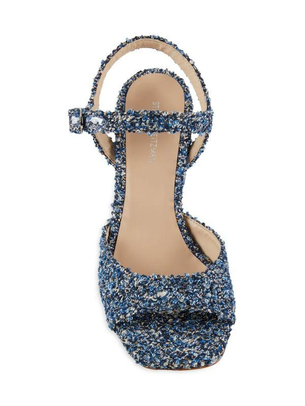 Stuart Weitzman Tia 75MM Tweed Sandals 5