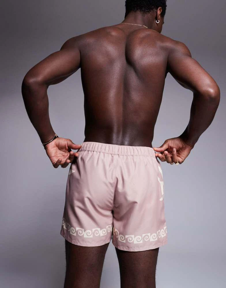 ASOS ASOS DESIGN swim shorts in short length with sun print in pink 3