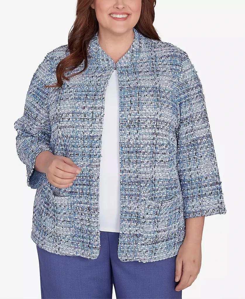 Alfred Dunner Plus Size Worth Avenue Eyelash Jacket With Two Pockets 1