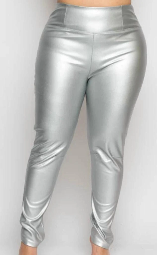 Curve Market Metallic Leggings In Silver 1
