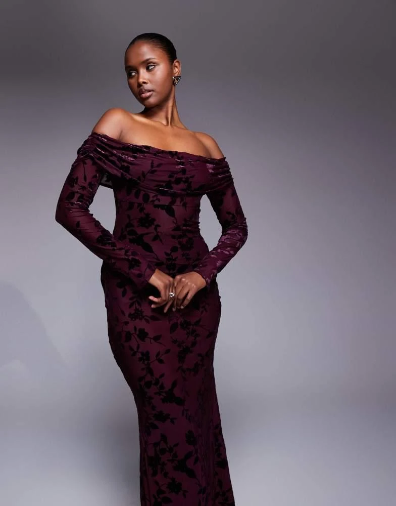 tfnc patterned sequin bandeau maxi dress in gold Lace-Up Strapless Long Sequin Prom Dress with Cut Outs– PromGirl main image 0