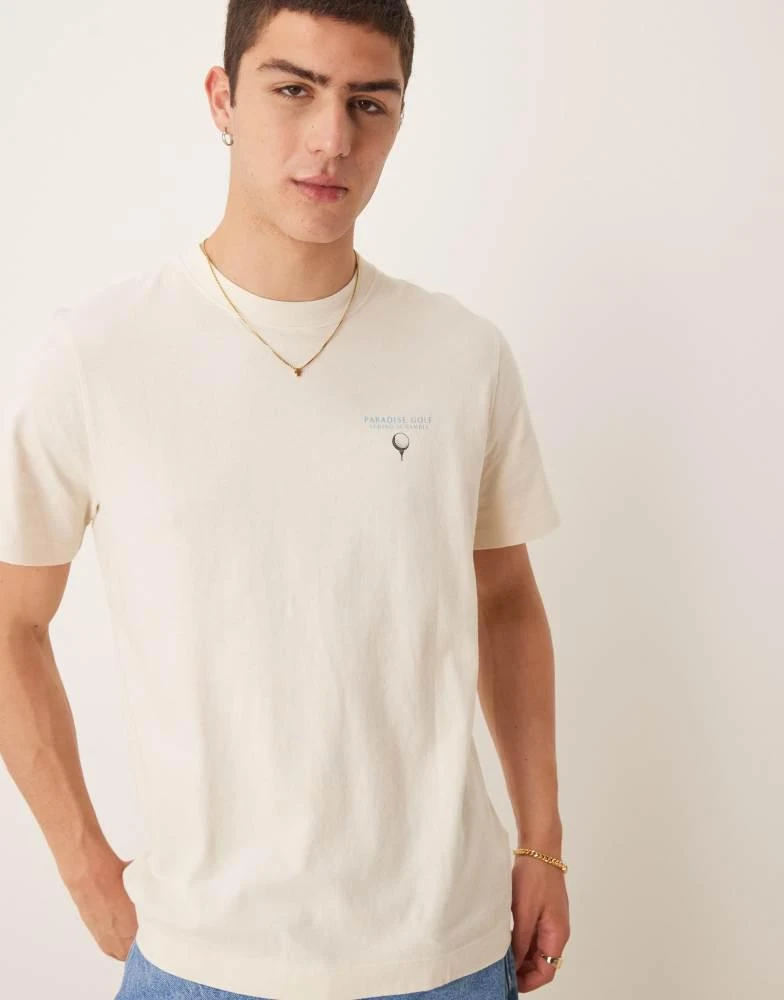 Abercrombie & Fitch Abercrombie & Fitch motif back print classic t-shirt in beige 3