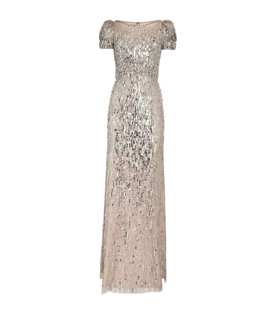 green emerald velvet dress Juliette Embellished Column Gown with Square Neckline