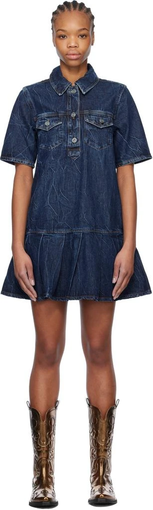 Ganni Blue Crinkled Future Denim Minidress - Dresses & Skirts - Free  Shipping - BeyondStyle
