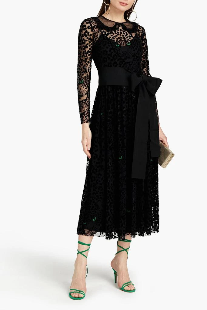 RED Valentino Belted flocked tulle midi dress 2