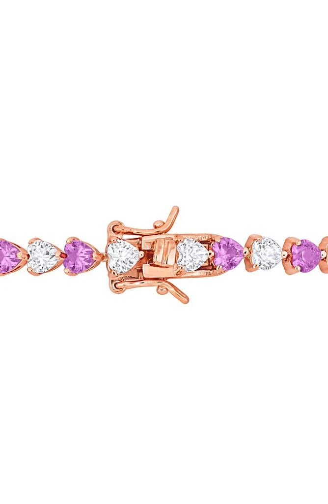 DELMAR Heart Cut Lab Created Pink Sapphire & White Sapphire Tennis Bracelet 5