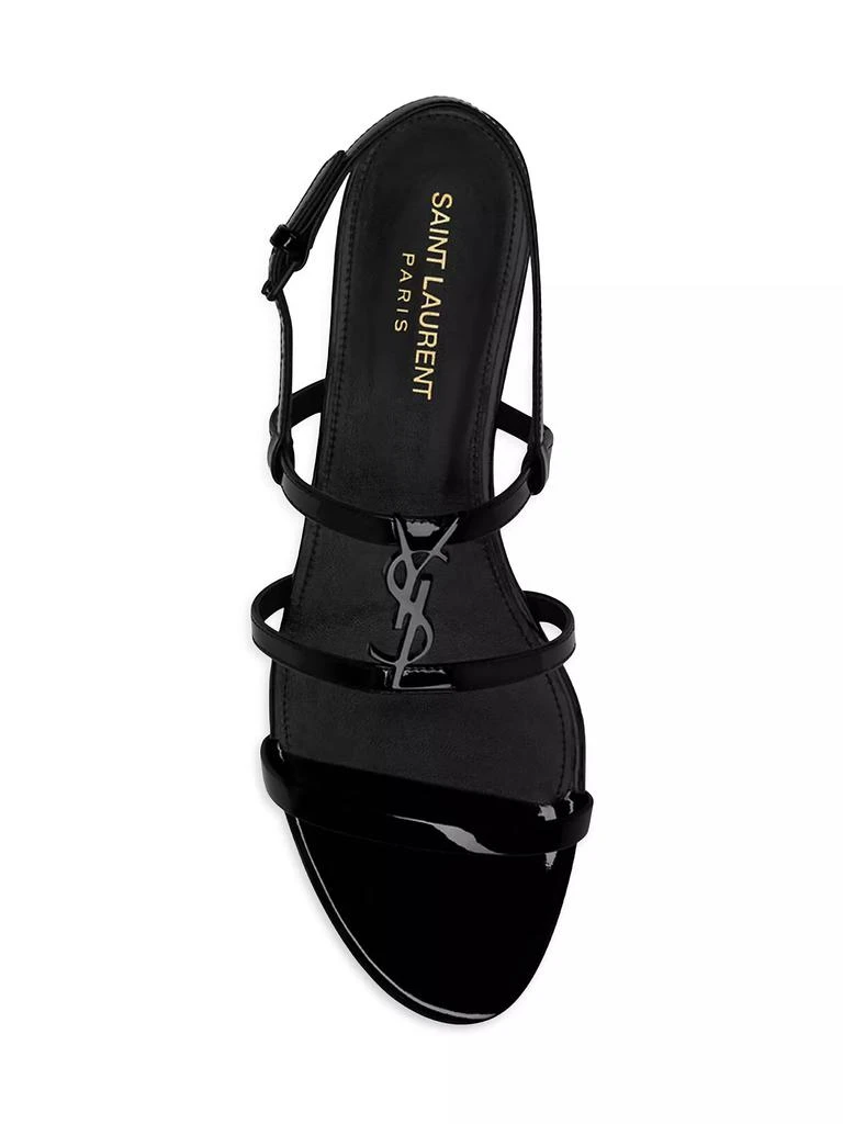 Yves Saint Laurent Cassandra Flat Sandals In Patent Leather With Black Monogram 4