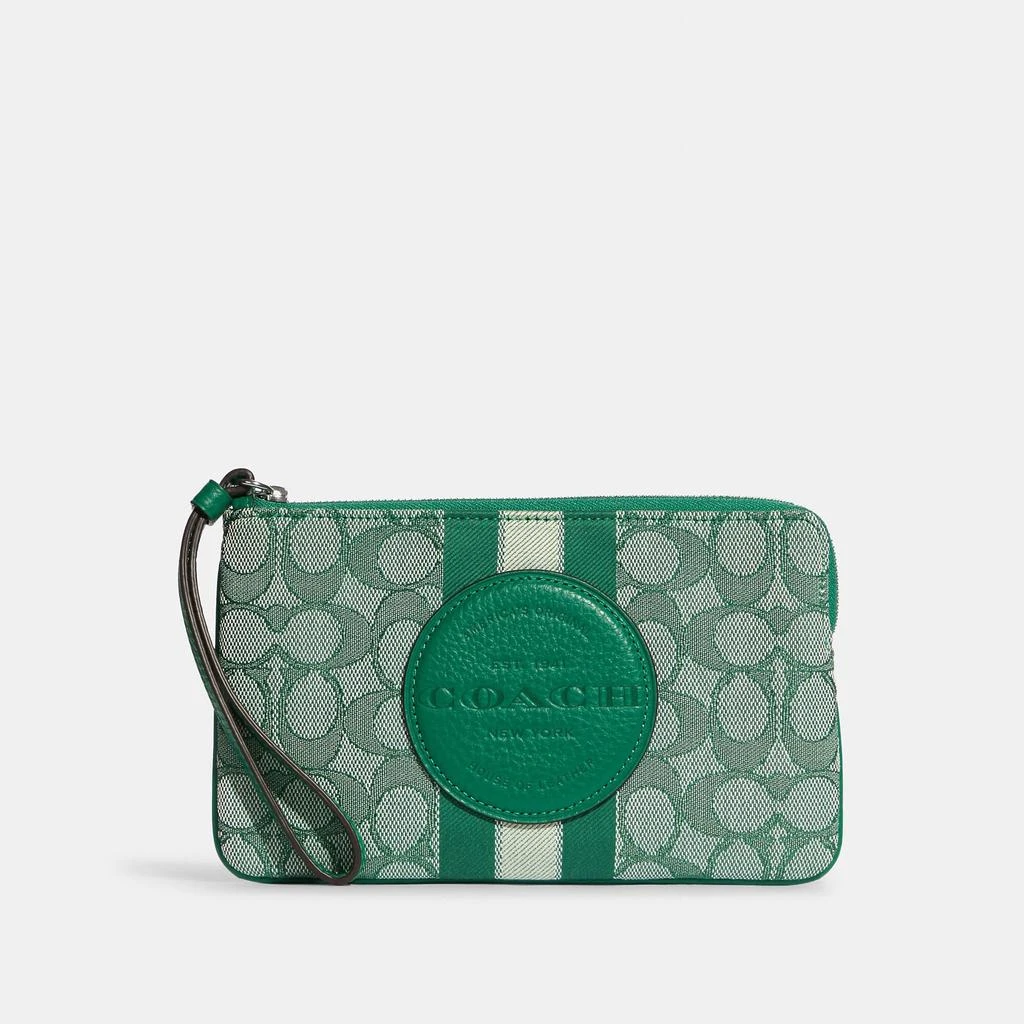 Coach Coach Outlet Dempsey Large Corner Zip Wristlet In Signature Jacquard With Stripe And Coach Patch 7