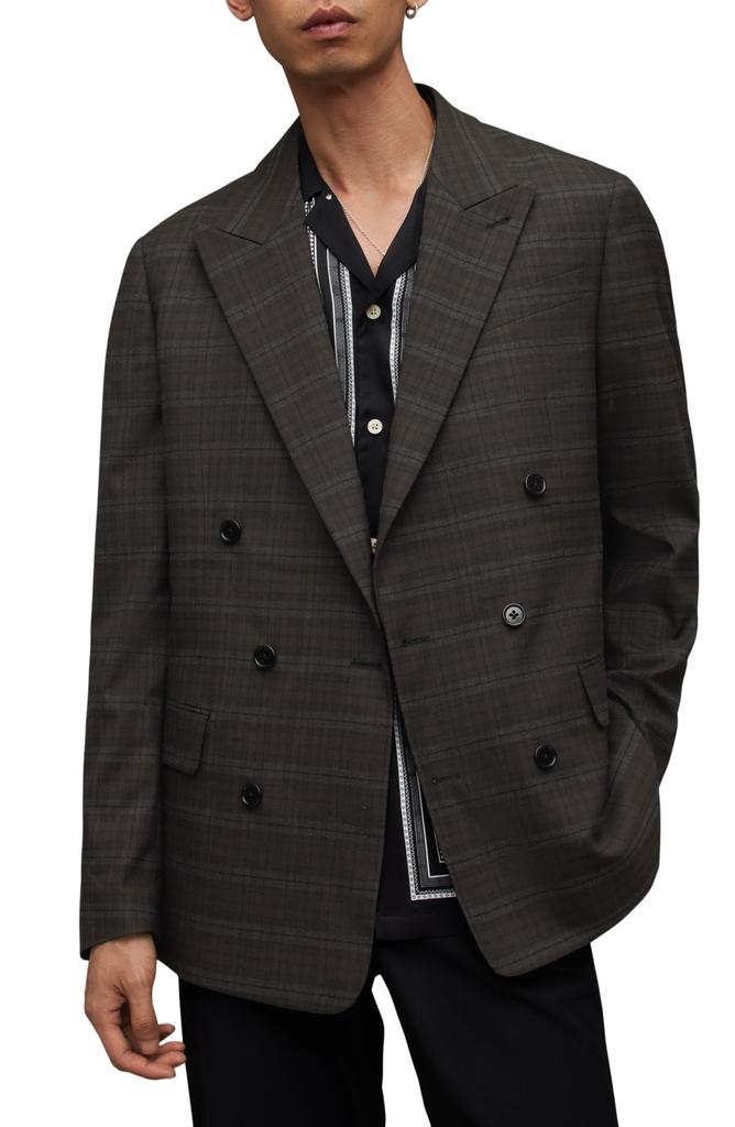 ALL SAINTS Spica Plaid Double Breasted Blazer