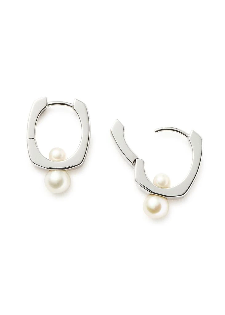 Missoma Button Pearl rhodium-plated hoop earrings 4