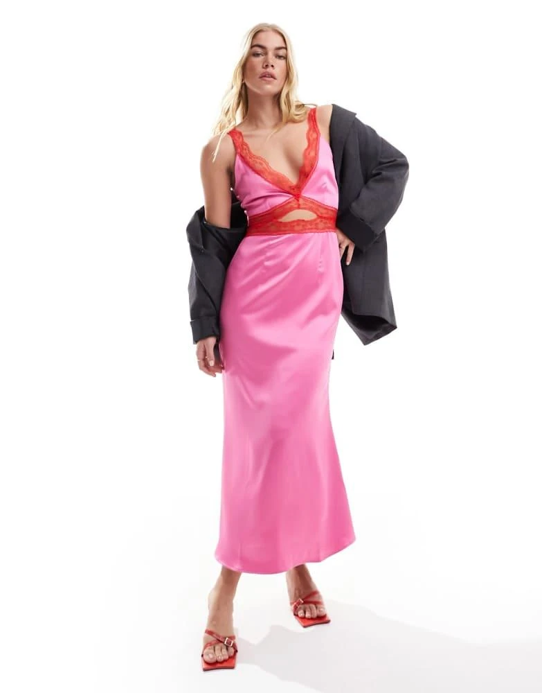 strapless open back dress Never Fully Dressed Pink Paisley Mesh Dress – The Fizz Boutique main image 1