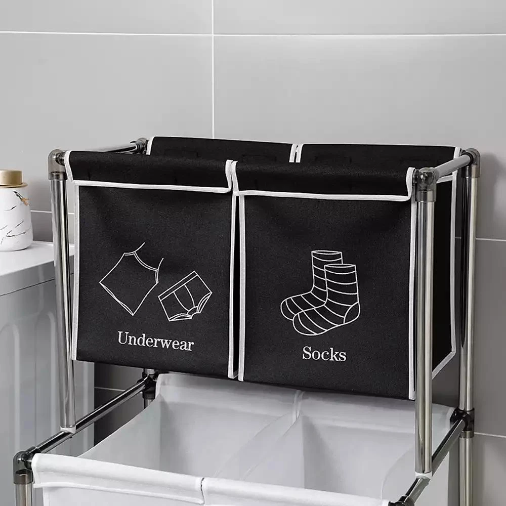 Streamdale Furniture 2-Tier Laundry Basket with 4 Removable Bags, Easy Move 2