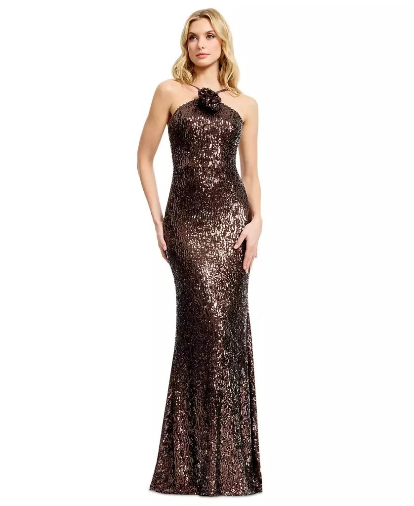 Dress The Population Women
s Halter Neck Mermaid Gown