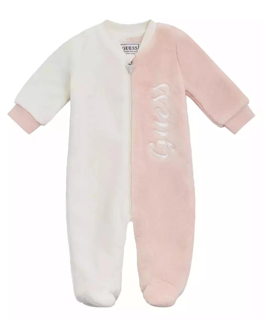GUESS Baby Girl Plush Velour Footed Zip Coverall 1