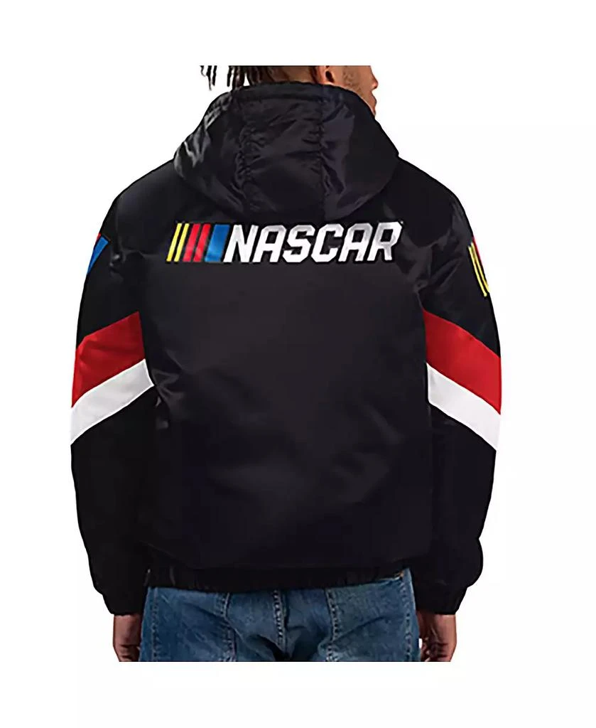 Starter Men's Black NASCAR Home Team Satin Half-Zip Hoodie Jacket 2