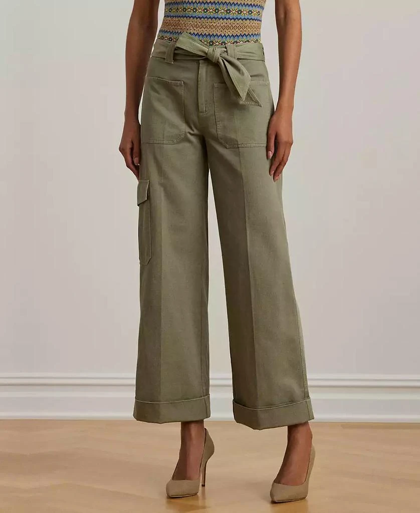 Ralph Lauren Women's Pleated Cotton Twill Wide-Leg Cargo Pants, Regular & Petite 5