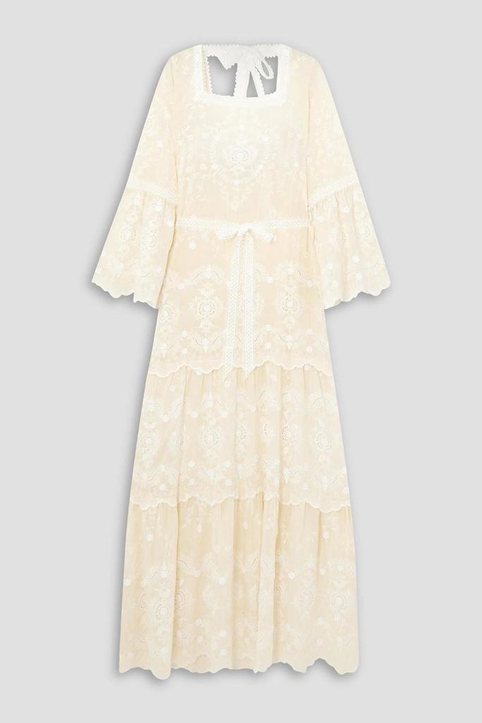 MIGUELINA Charlize appliquéd embroidered broderie anglaise cotton-blend maxi dress